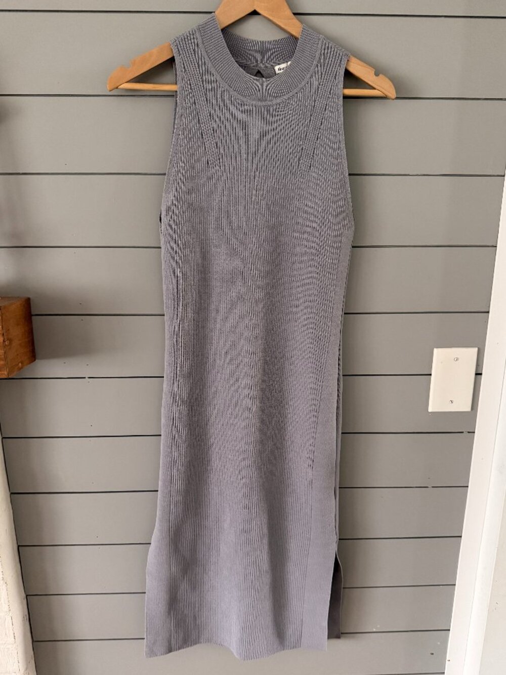 Abercrombie & Fitch Gray/Lavender Ribbed Midi Dress